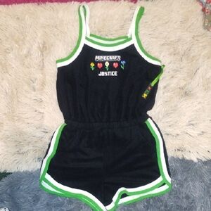 Justice Black Romper with Green Accents